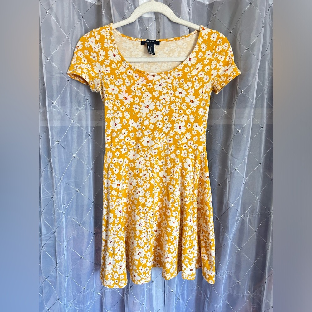 Mini Dress Yellow Daisy Print
